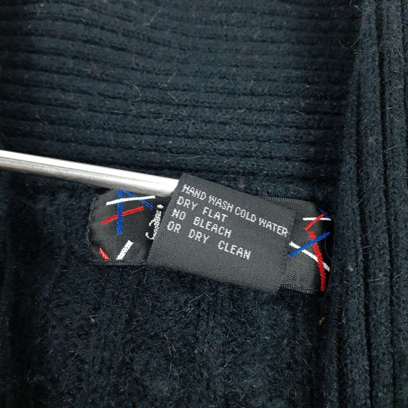 J.J. Browne Women's L Cardigan Shawl Sweater Wool-Blend Lounge Cable-Knit Black - Picture 3 of 12